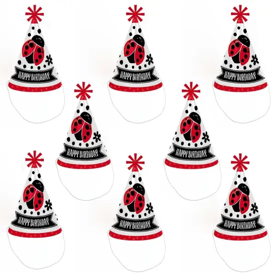 Big Dot of Happiness Happy Little Ladybug - Cone Happy Birthday Party Hats for Kids and Adults - Set of 8 (Standard Size) {7}