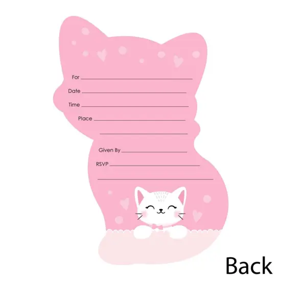 Big Dot of Happiness Purr-fect Kitty Cat - Shaped Fill-in Invitations - Meow Baby Shower or Birthday Party Invitation Cards with Envelopes - Set of 12 {4}