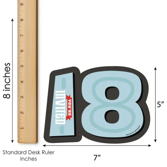 Big Dot of Happiness Boy 18th Birthday - Shaped Fill-In Invitations - Eighteenth Birthday Party Invitation Cards with Envelopes - Set of 12 {7}