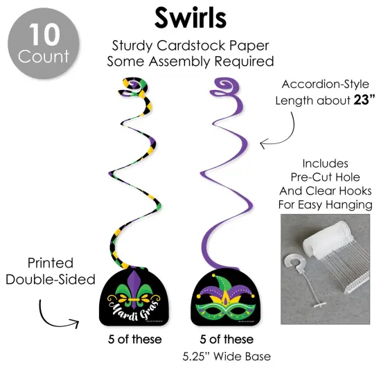 Big Dot of Happiness Colorful Mardi Gras Mask - Masquerade Party Supplies Decoration Kit - Decor Galore Party Pack - 51 Pieces {6}