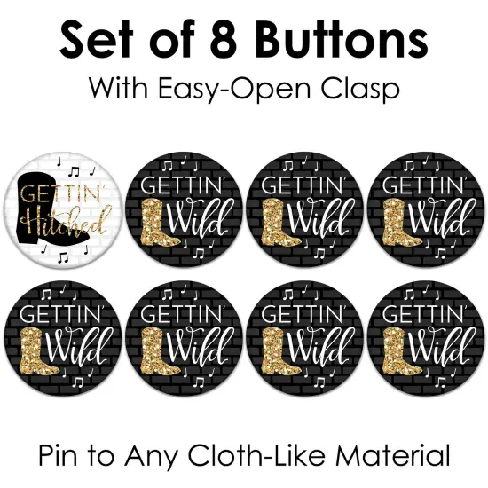 Big Dot of Happiness Nash Bash - 3 inch Nashville Bachelorette Party Badge - Pinback Buttons - Set of 8 {7}