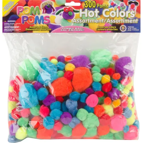 Pepperell Pom-Poms Assorted 300/Pkg {1}