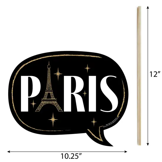 Big Dot of Happiness Funny Stars Over Paris - Parisian Themed Party Photo Booth Props Kit - 10 Piece {6}