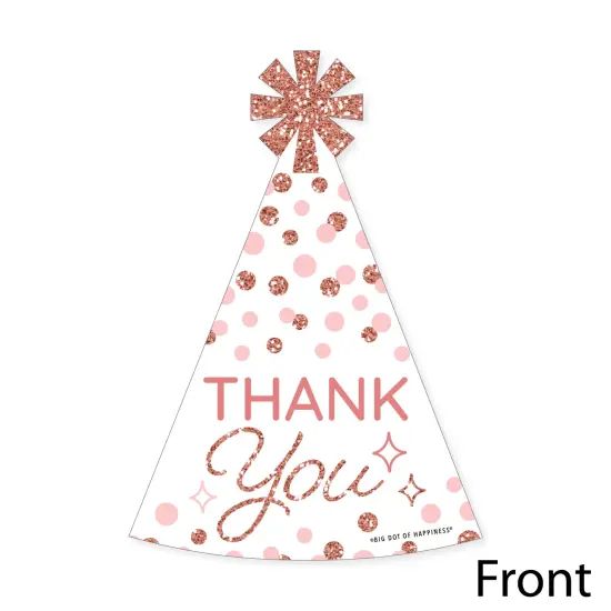 Big Dot of Happiness Pink Rose Gold Birthday - Shaped Thank You Cards - Happy Birthday Party Thank You Note Cards with Envelopes - Set of 12 {4}
