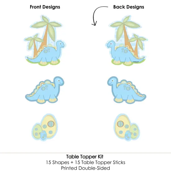 Big Dot of Happiness Baby Boy Dinosaur - Baby Shower or Birthday Party Centerpiece Sticks - Table Toppers - Set of 15 {6}