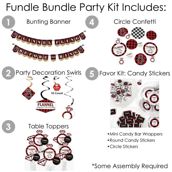 Big Dot of Happiness Flannel Fling Before The Ring - Buffalo Plaid Bachelorette Party Supplies - Banner Decoration Kit - Fundle Bundle {3}