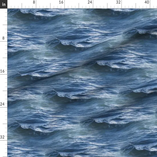 Various Fabrics by the Yard or Fat Quarter Ocean Water Sea Waves Blue Nautical Aquatic Custom Printed Fabric by Spoonflower {1}