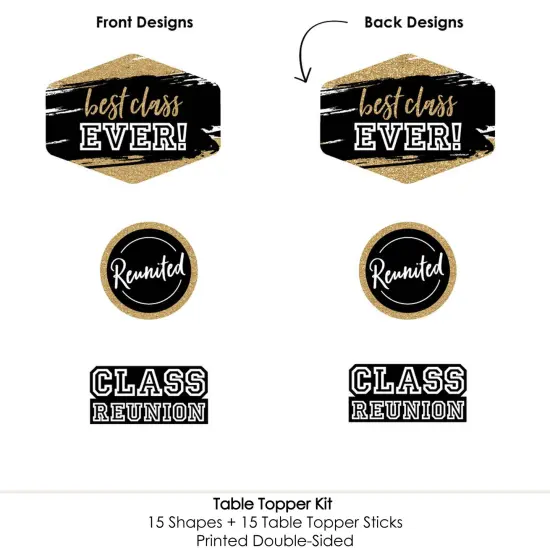 Big Dot of Happiness Reunited - School Class Reunion Party Centerpiece Sticks - Table Toppers - Set of 15 {6}