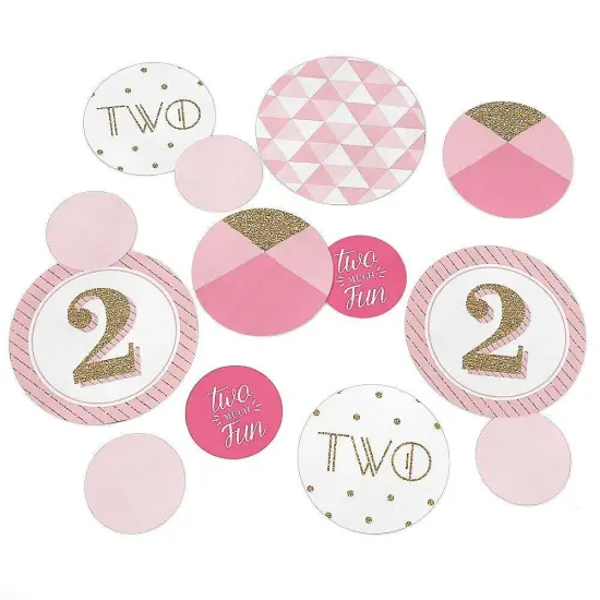 Big Dot of Happiness Two Much Fun - Girl - 2nd Birthday Party Giant Circle Confetti - Party Decorations - Large Confetti 27 Count {1}