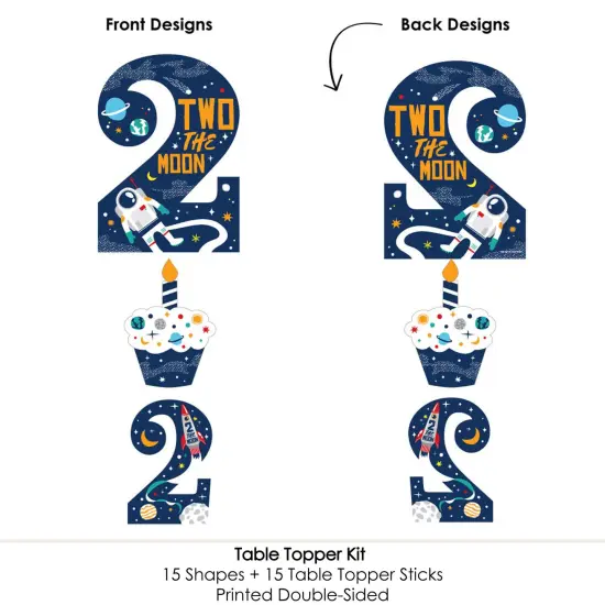 Big Dot of Happiness 2nd Birthday Two The Moon - Outer Space Second Birthday Party Centerpiece Sticks - Table Toppers - Set of 15 {6}