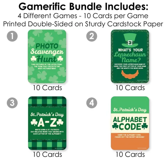 Big Dot of Happiness St. Patrick's Day - 4 Saint Paddy's Day Party Games - 10 Cards Each - Gamerific Bundle {4}