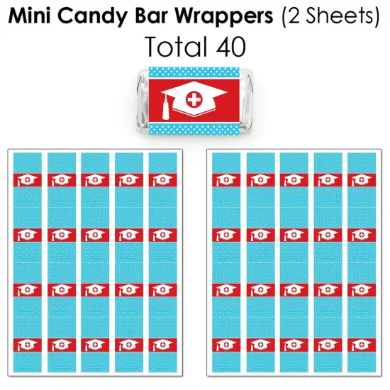 Big Dot of Happiness Nurse Graduation - Mini Candy Bar Wrappers, Round Candy Stickers and Circle Stickers - Candy Favor Sticker Kit - 304 Pieces {4}