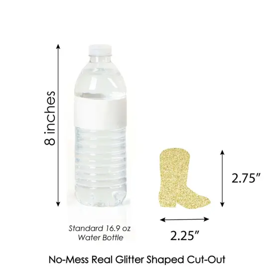 Big Dot of Happiness Gold Glitter Cowboy Boot - No-Mess Real Gold Glitter Cut-Outs - Western Party Confetti - Set of 24 {4}
