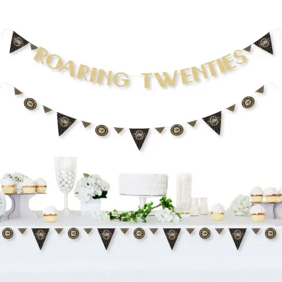 Big Dot of Happiness Roaring 20's - 1920s Art Deco Party Letter Banner Decor - 36 Cutouts & No-Mess Real Gold Glitter Roaring Twenties Banner Letters {3}
