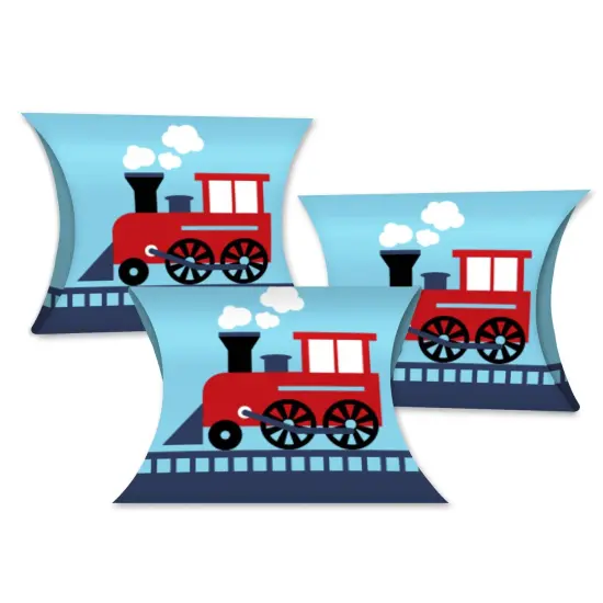 Big Dot of Happiness Railroad Party Crossing - Favor Gift Boxes - Steam Train Birthday Party or Baby Shower Petite Pillow Boxes - Set of 20 {1}