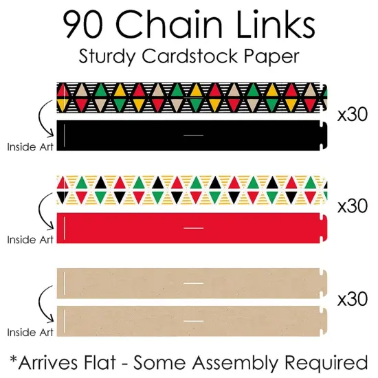 Big Dot of Happiness Happy Kwanzaa - 90 Chain Links and 30 Paper Tassels Decoration Kit - Party Paper Chains Garland - 21 feet {6}