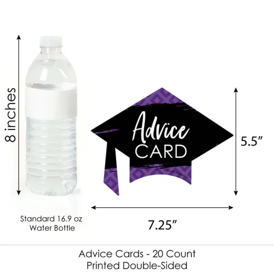 Big Dot of Happiness Purple Grad - Best is Yet to Come - Purple Grad Cap Wish Card Grad Party Activities - Shaped Advice Cards Games - Set of 20 {6}