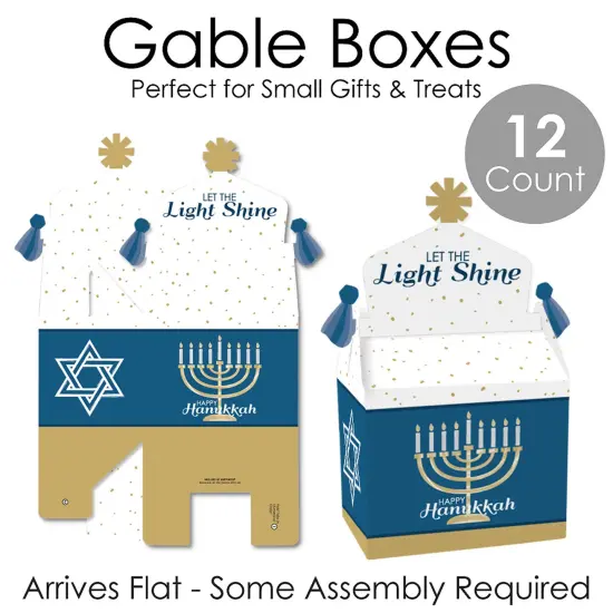 Big Dot of Happiness Happy Hanukkah - Treat Box Party Favors - Chanukah Holiday Party Goodie Gable Boxes - Set of 12 {7}
