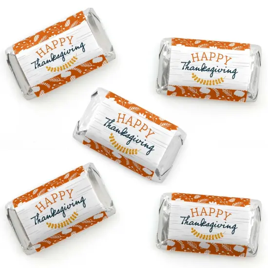 Big Dot of Happiness Happy Thanksgiving - Mini Candy Bar Wrapper Stickers - Fall Harvest Party Small Favors - 40 Count {1}