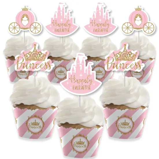 Big Dot of Happiness Little Princess Crown - Cupcake Decoration - Pink Baby Shower or Birthday Party Cupcake Wrappers and Treat Picks Kit - Set of 24 {1}