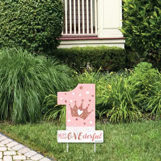 Big Dot of Happiness 1st Birthday Little Miss Onederful - Outdoor Lawn Sign - Girl First Birthday Party Yard Sign - 1 Piece {1}