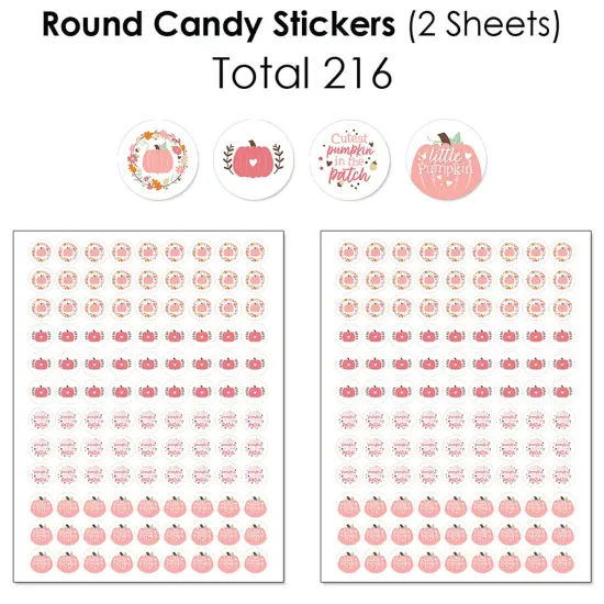 Big Dot of Happiness Girl Little Pumpkin - Fall Birthday Party or Baby Shower Candy Favor Sticker Kit - 304 Pieces {6}