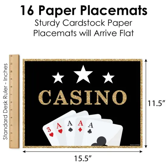Big Dot of Happiness Las Vegas - Party Table Decorations - Casino Party Placemats - Set of 16 {6}