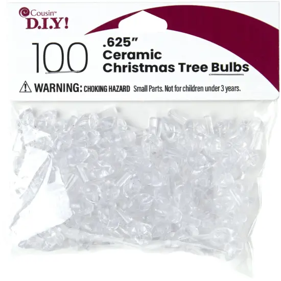 CousinDIY Ceramic Christmas Tree Bulbs .625" 100/Pkg-Clear {1}