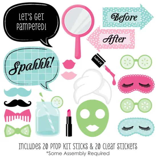 Big Dot of Happiness Spa Day - Photo Booth Props Kit - 20 Count {4}