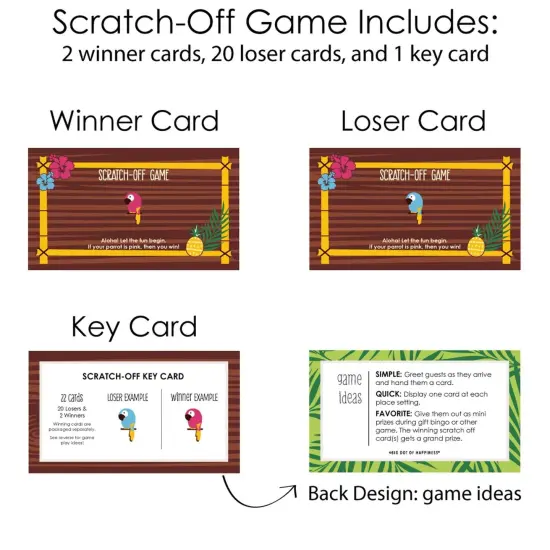 Big Dot of Happiness Tiki Luau - Tropical Hawaiian Summer Party Game Scratch Off Cards - 22 Count {6}
