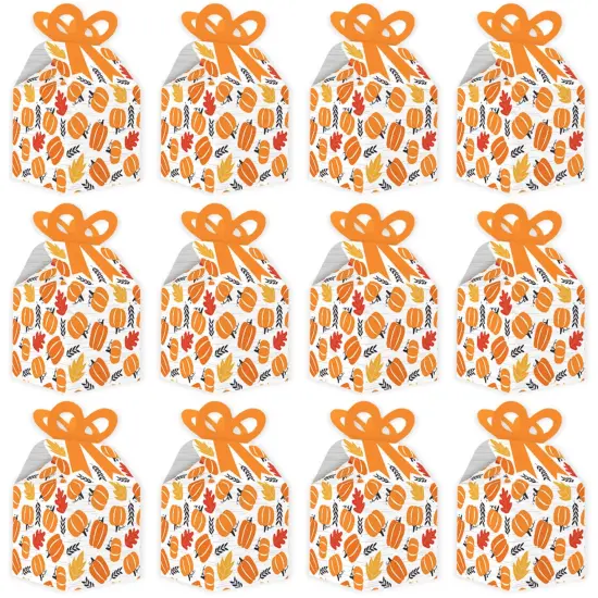 Big Dot of Happiness Fall Pumpkin - Square Favor Gift Boxes - Halloween or Thanksgiving Party Bow Boxes - Set of 12 {6}