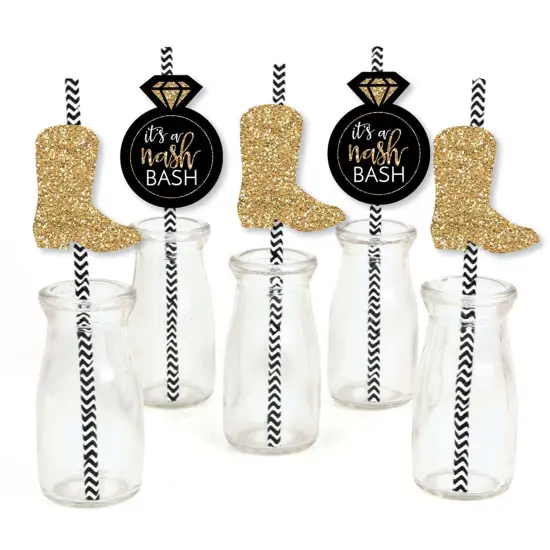 Big Dot of Happiness Nash Bash - Paper Straw Decor - Nashville Bachelorette Party Striped Decorative Straws - Set of 24 {1}