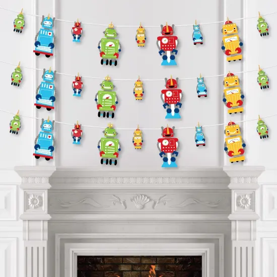 Big Dot of Happiness Gear Up Robots - Birthday Party or Baby Shower DIY Decorations - Clothespin Garland Banner - 44 Pieces {4}