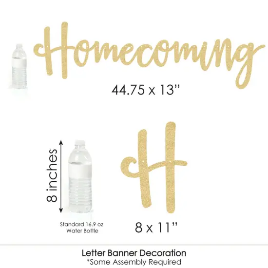 Big Dot of Happiness Hoco Dance - Homecoming Letter Banner Decoration - 36 Banner Cutouts and No-Mess Real Gold Glitter Homecoming Banner Letters {7}