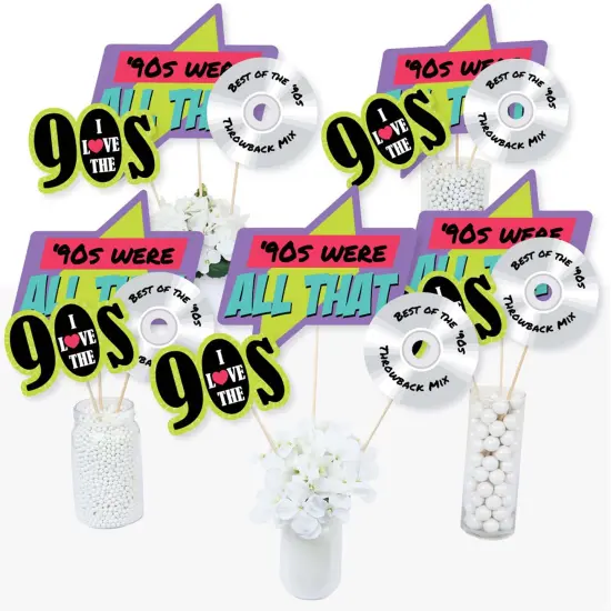 Big Dot of Happiness 90's Throwback - 1990s Party Centerpiece Sticks - Table Toppers - Set of 15 {3}