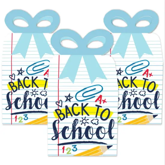 Big Dot of Happiness Back to School - Square Favor Gift Boxes - First Day of School Classroom Decorations Bow Boxes - Set of 12 {3}