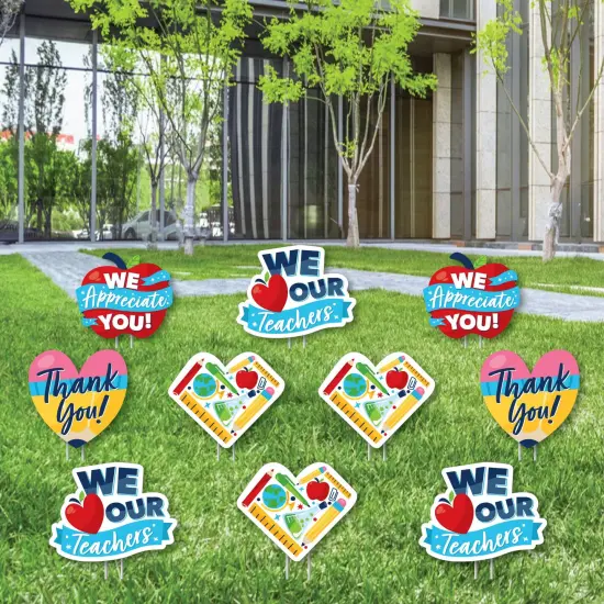 Big Dot of Happiness Thank You Teachers - Apple, Pencil, and Heart Lawn Decorations - Outdoor Teacher Appreciation Yard Decorations - 10 Piece {3}
