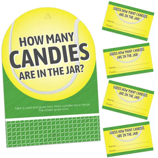 Big Dot of Happiness You Got Served - Tennis How Many Candies Baby Shower or Tennis Ball Birthday Party Game 1 Stand and 40 Cards Candy Guessing Game {1}
