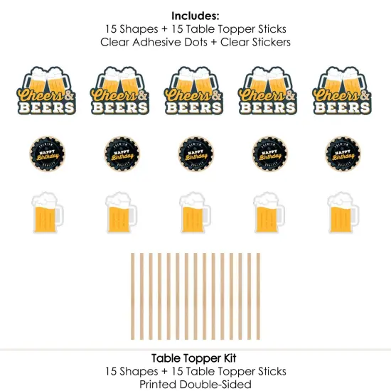 Big Dot of Happiness Cheers and Beers Happy Birthday - Birthday Party Centerpiece Sticks - Table Toppers - Set of 15 {7}