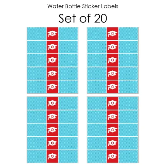 Big Dot of Happiness Nurse Graduation - Medical Nursing Graduation Party Water Bottle Sticker Labels - Set of 20 {4}