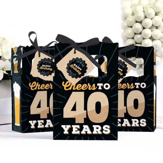 Big Dot of Happiness Cheers and Beers to 40 Years - 40th Birthday Party Favor Boxes - Set of 12 {4}