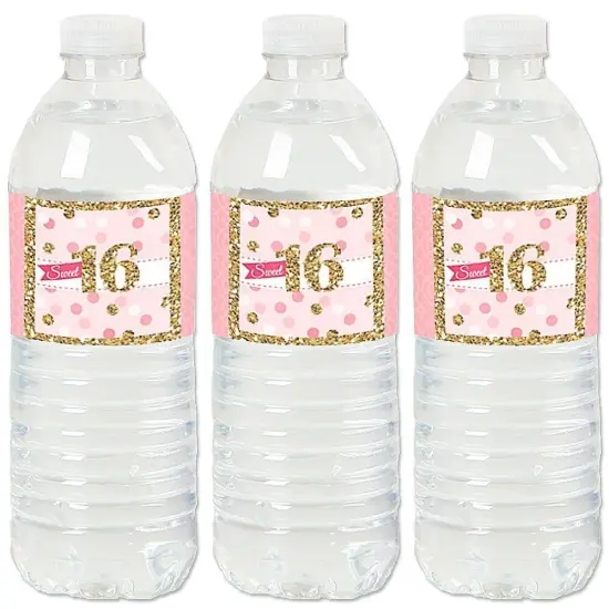Big Dot of Happiness Sweet 16 - 16th Birthday Party Water Bottle Sticker Labels - Set of 20 {1}