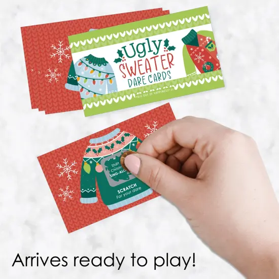 Big Dot of Happiness Colorful Christmas Sweaters - Ugly Sweater Holiday Party Game Scratch Off Dare Cards - 22 Count {3}