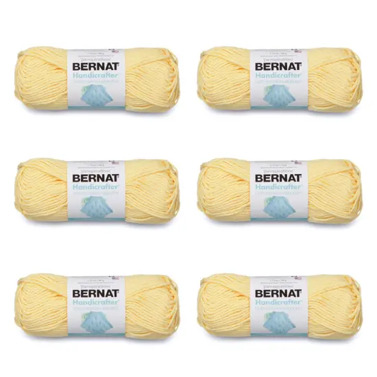 Bernat Handicrafter Cotton Pale Yellow Yarn - 6 Pack of 50g/1.75oz - Cotton - 4 Medium (Worsted) - 80 Yards - Knitting/Crochet {1}
