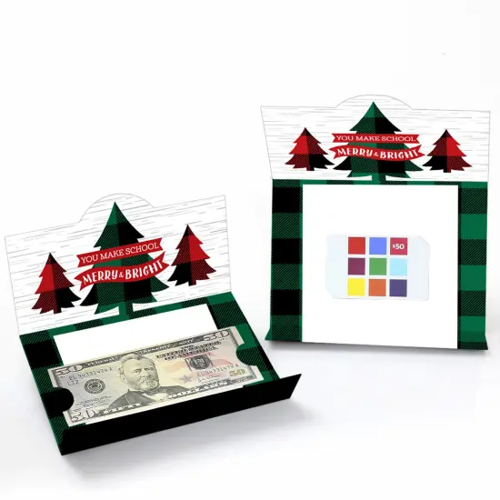 Big Dot of Happiness Plaid Teacher Appreciation - Holiday and Christmas Gifts Money And Gift Card Holders - Set of 8 {3}