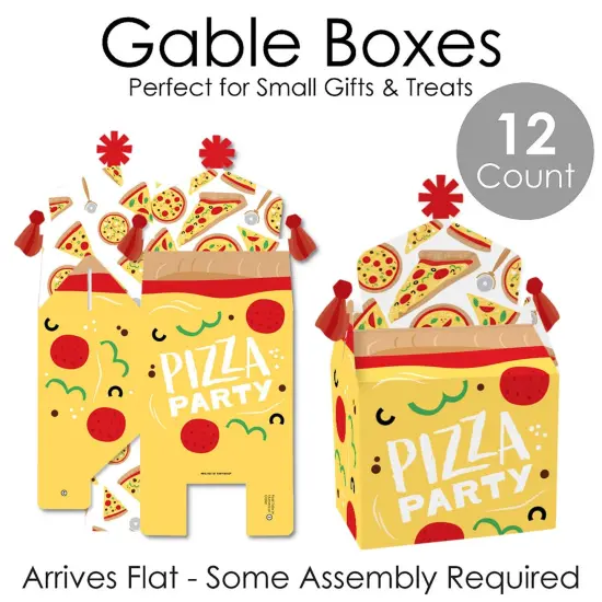 Big Dot of Happiness Pizza Party Time - Treat Box Party Favors - Baby Shower or Birthday Party Goodie Gable Boxes - Set of 12 {7}