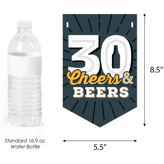 Big Dot of Happiness Cheers and Beers to 30 Years - 30th Birthday Party Bunting Banner - Party Decorations - Happy Birthday {3}