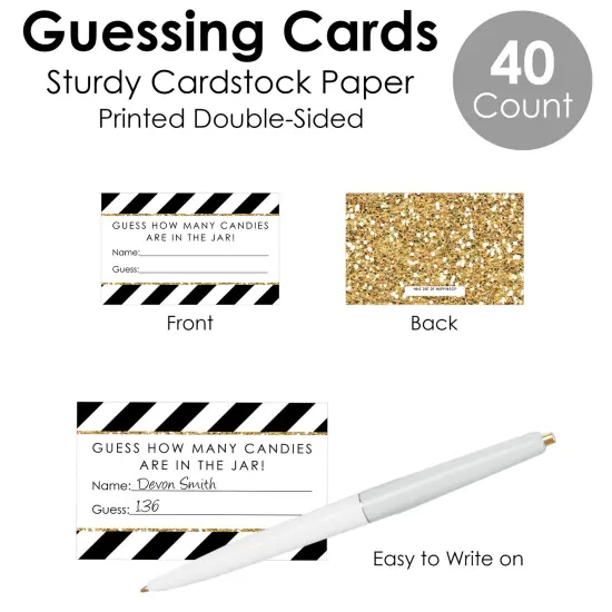 Big Dot of Happiness Happy Retirement - How Many Candies Retirement Party Game - 1 Stand and 40 Cards - Candy Guessing Game {7}