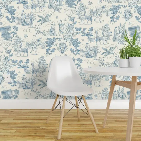 Pre-Pasted Wallpaper 2FT Wide Ancient Greece Mythical Toile Temple Mythology Creatures Minotaur Pegasus Medusa Centaur Custom Pre-pasted Wallpaper by Spoonflower {1}