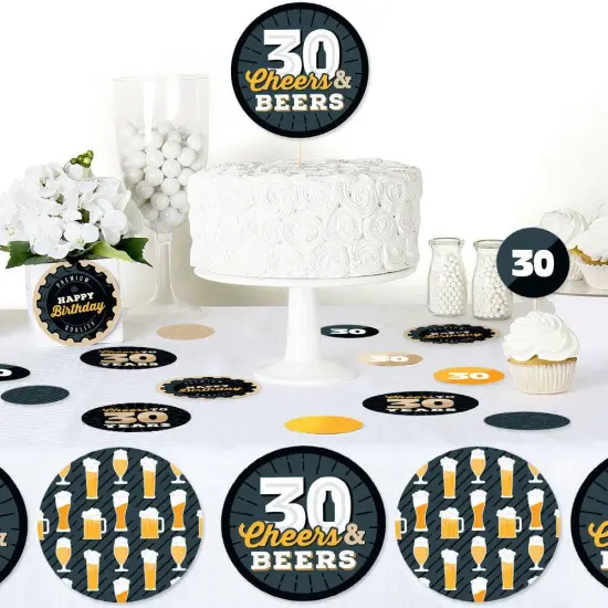 Big Dot of Happiness Cheers and Beers to 30 Years - 30th Birthday Party Giant Circle Confetti - Party Decorations - Large Confetti 27 Count {6}